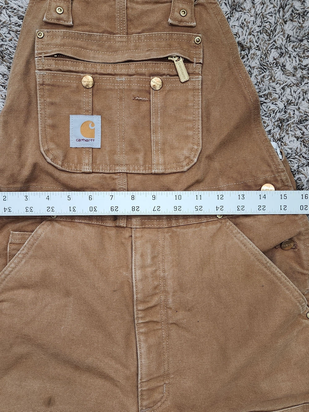 Carhartt Duck Bib Overalls Men's 32x32 Brown Quilted Lined Zip to Thigh Chores - Picture 10 of 13